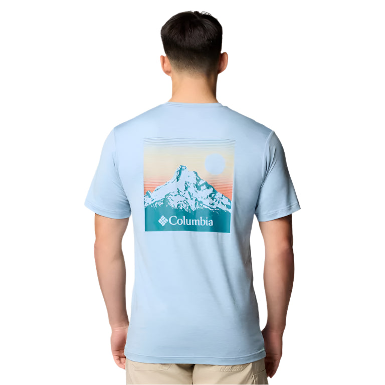 Men's Kwick Hike Back Graphic SS Tee (Ripple Blue Heather/Linear View Multi)