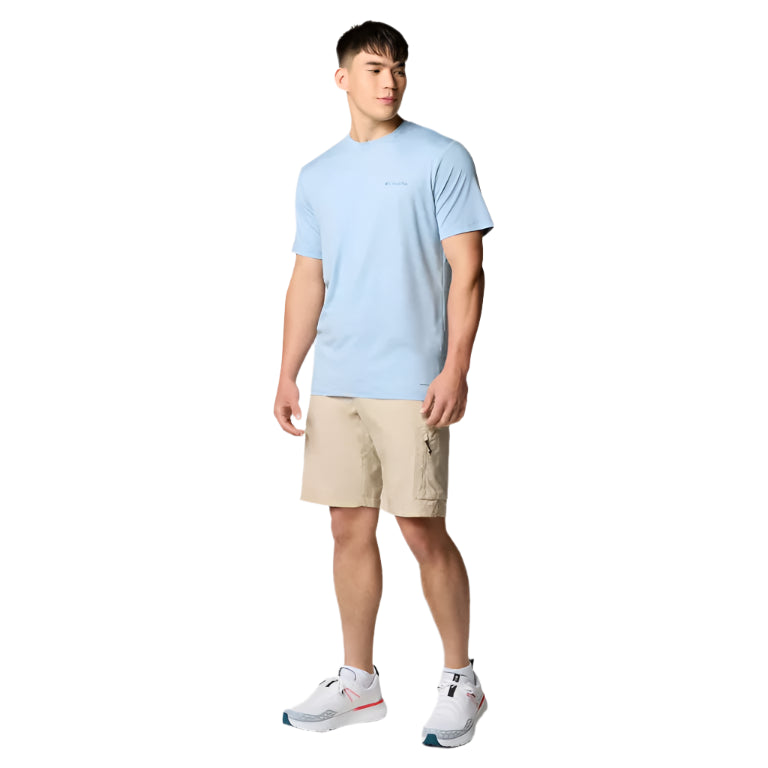Men's Kwick Hike Back Graphic SS Tee (Ripple Blue Heather/Linear View Multi)