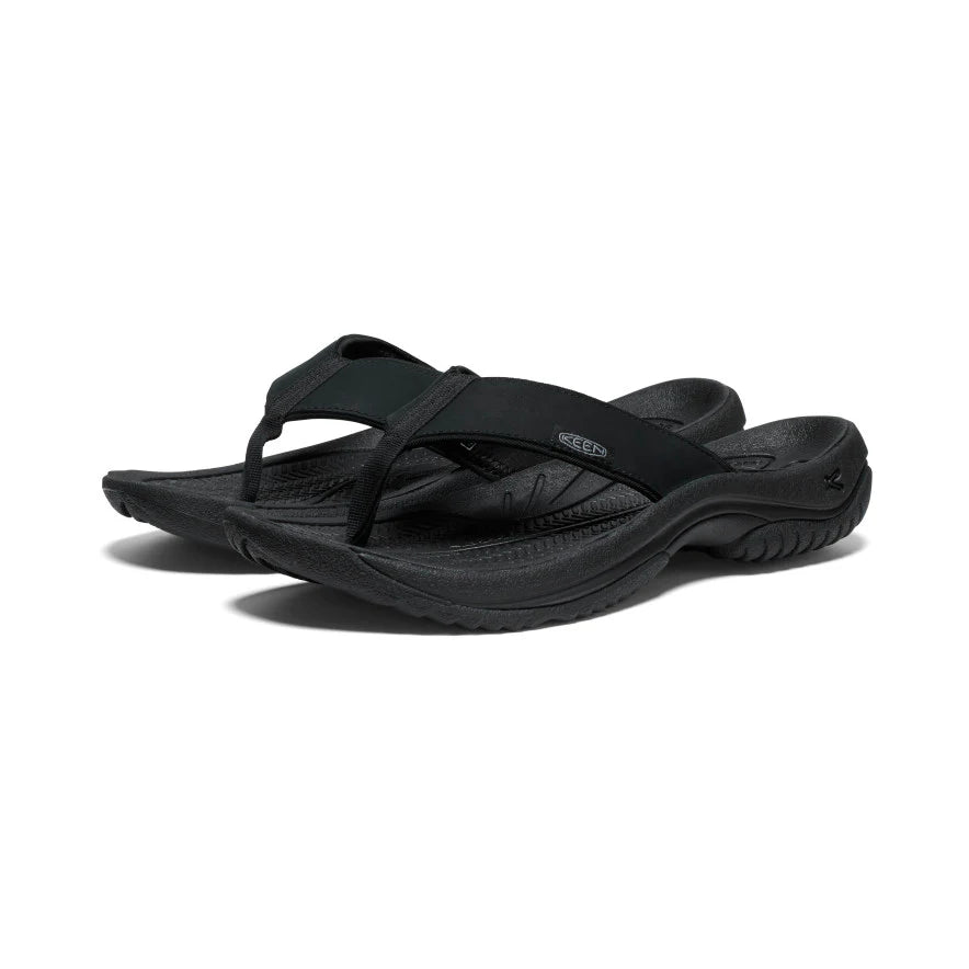 Men's Kona Leather Flip Flop Black/Steel Grey