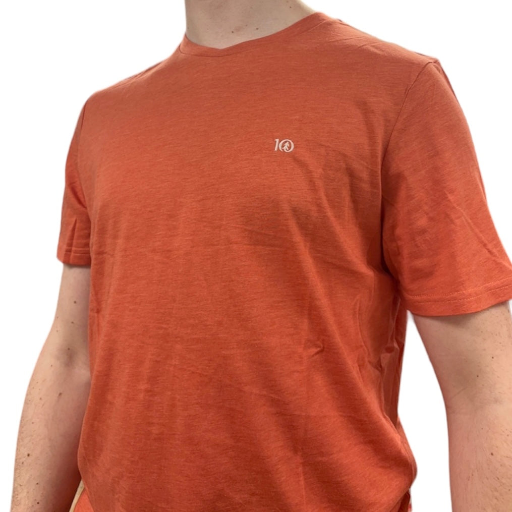 Men's Embroidered Ten Classic T-Shirt (Terracotta Heather/White)