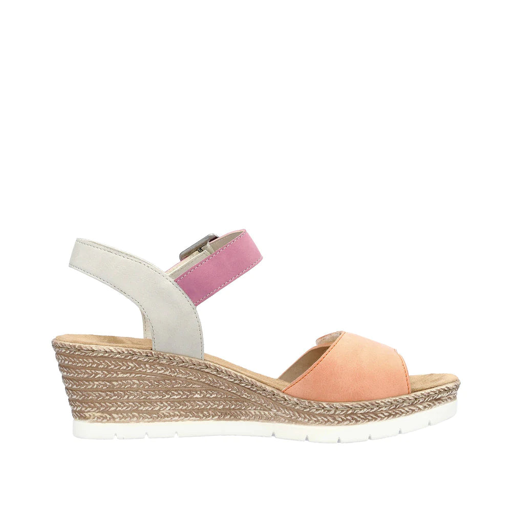 61960-90 Velcro Wedge Apricot/Pink/Grey