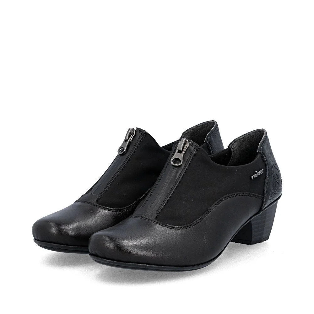 41765-00 Black Front Zip Heel