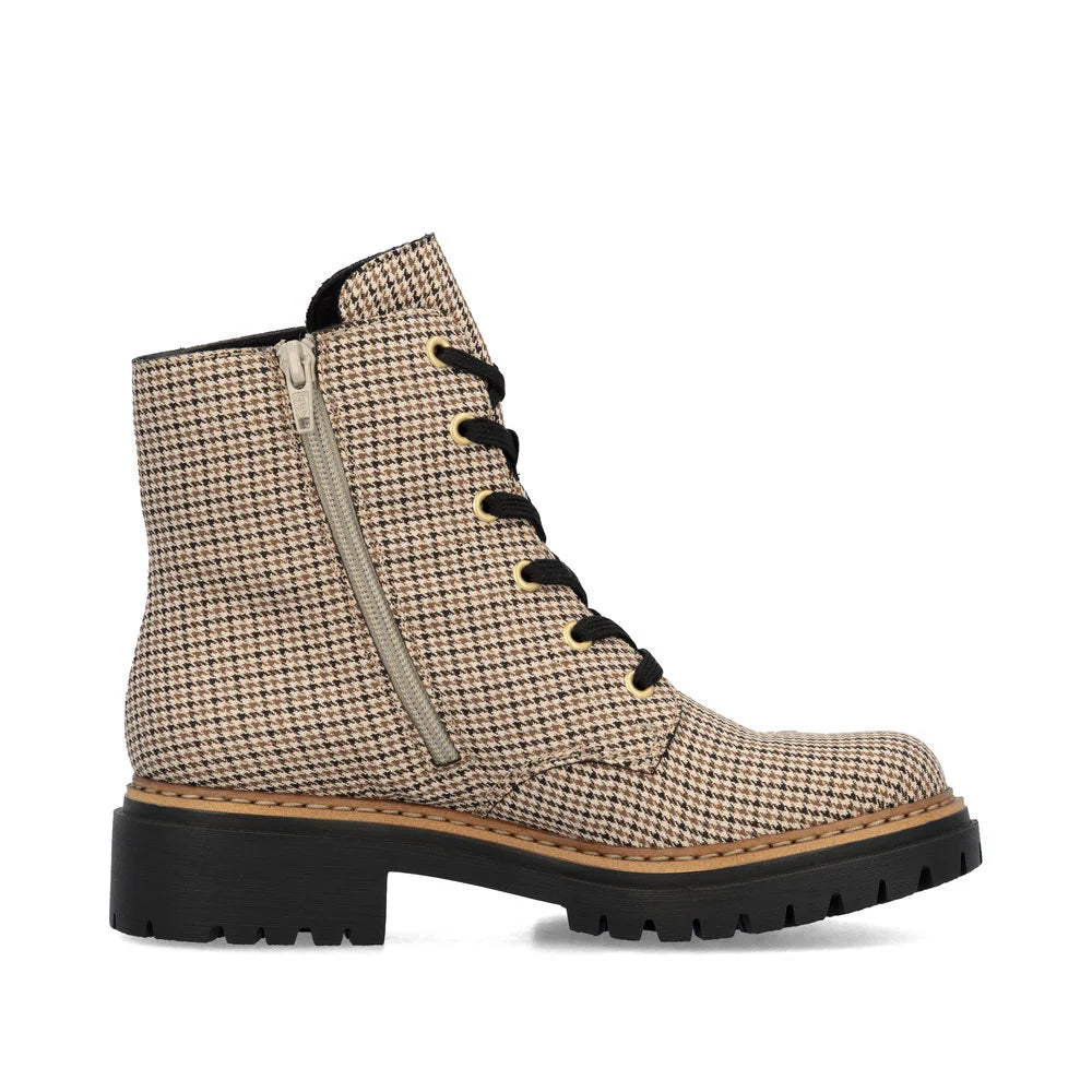 72617-60 Beige/Black Multi Ankle Lace/Zip
