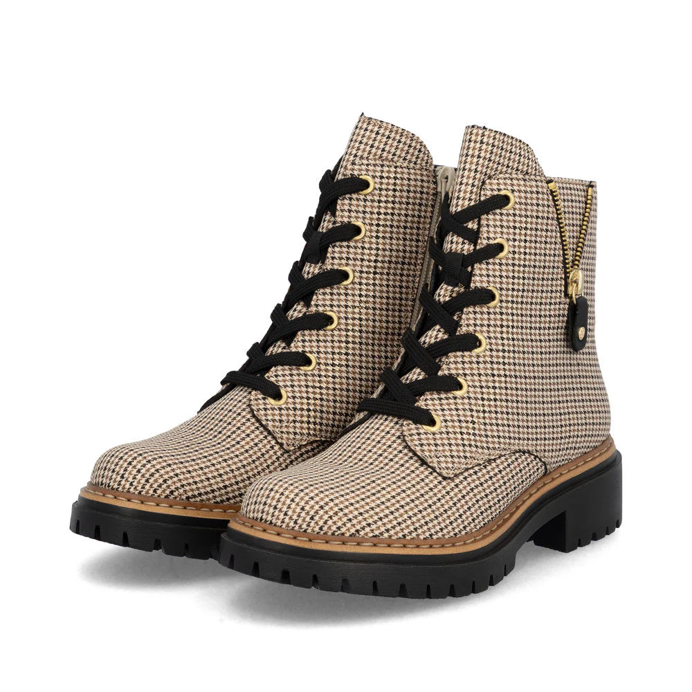 72617-60 Beige/Black Multi Ankle Lace/Zip