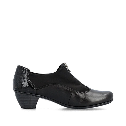 41765-00 Black Front Zip Heel