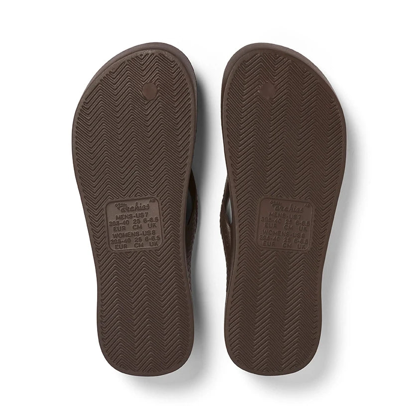 Archies Arch Support Flip Flops Chocolate Brown