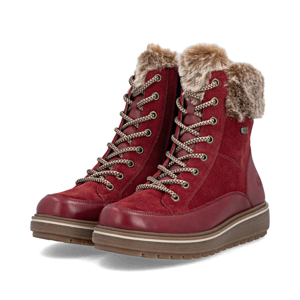 D0U78-35 Fur Cuff Lace/Side Zip RTex Red