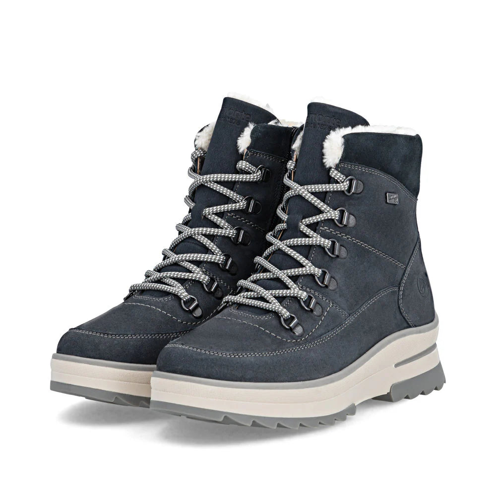 D2B74-14 Navy Ankle Lace/Zip RTex