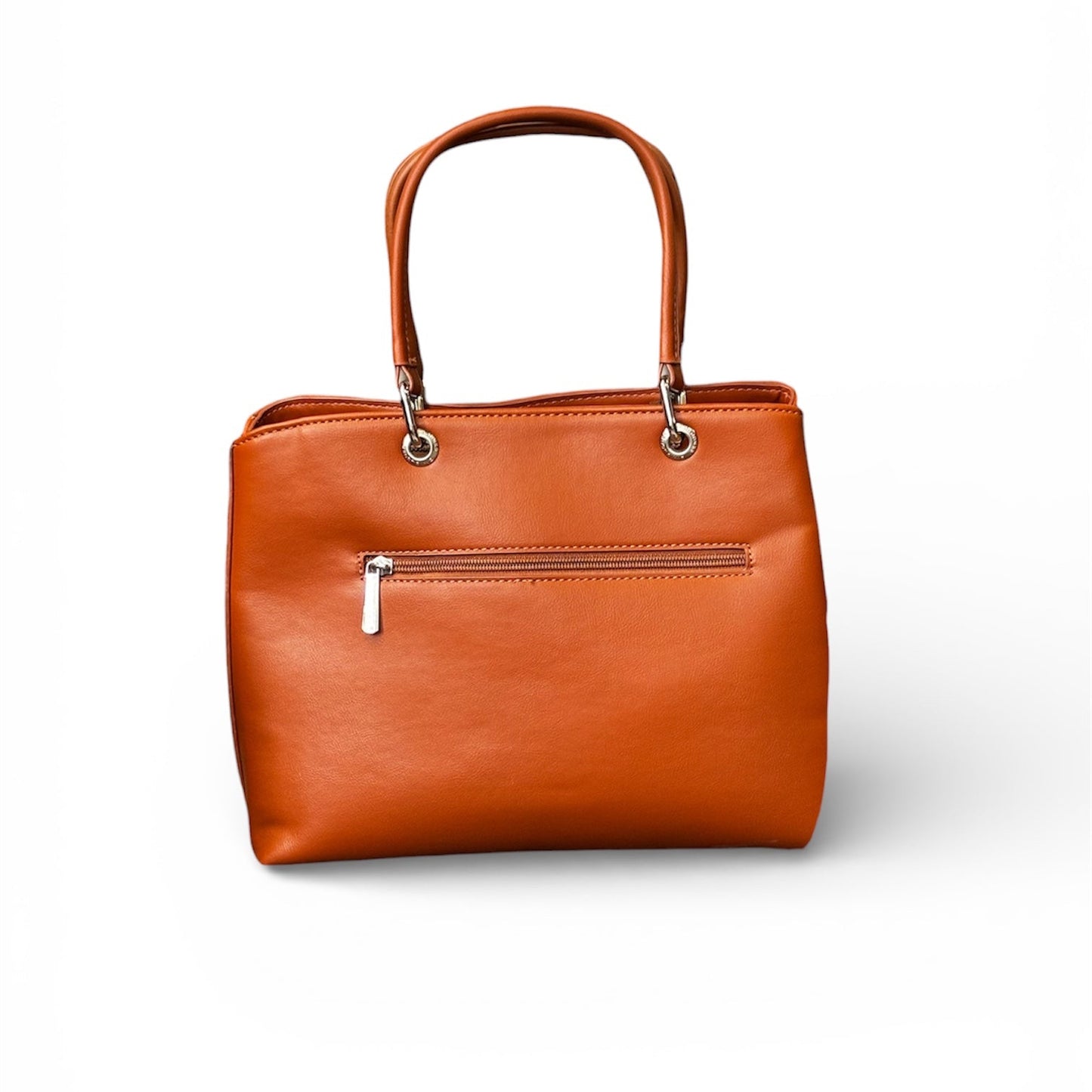 David Jones PVC Satchel Hand Bag Cognac