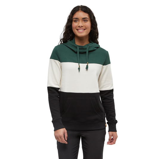 Women's Blocked Banshee Hoodie (Forest Pine/Undyed/Meteorite Black)