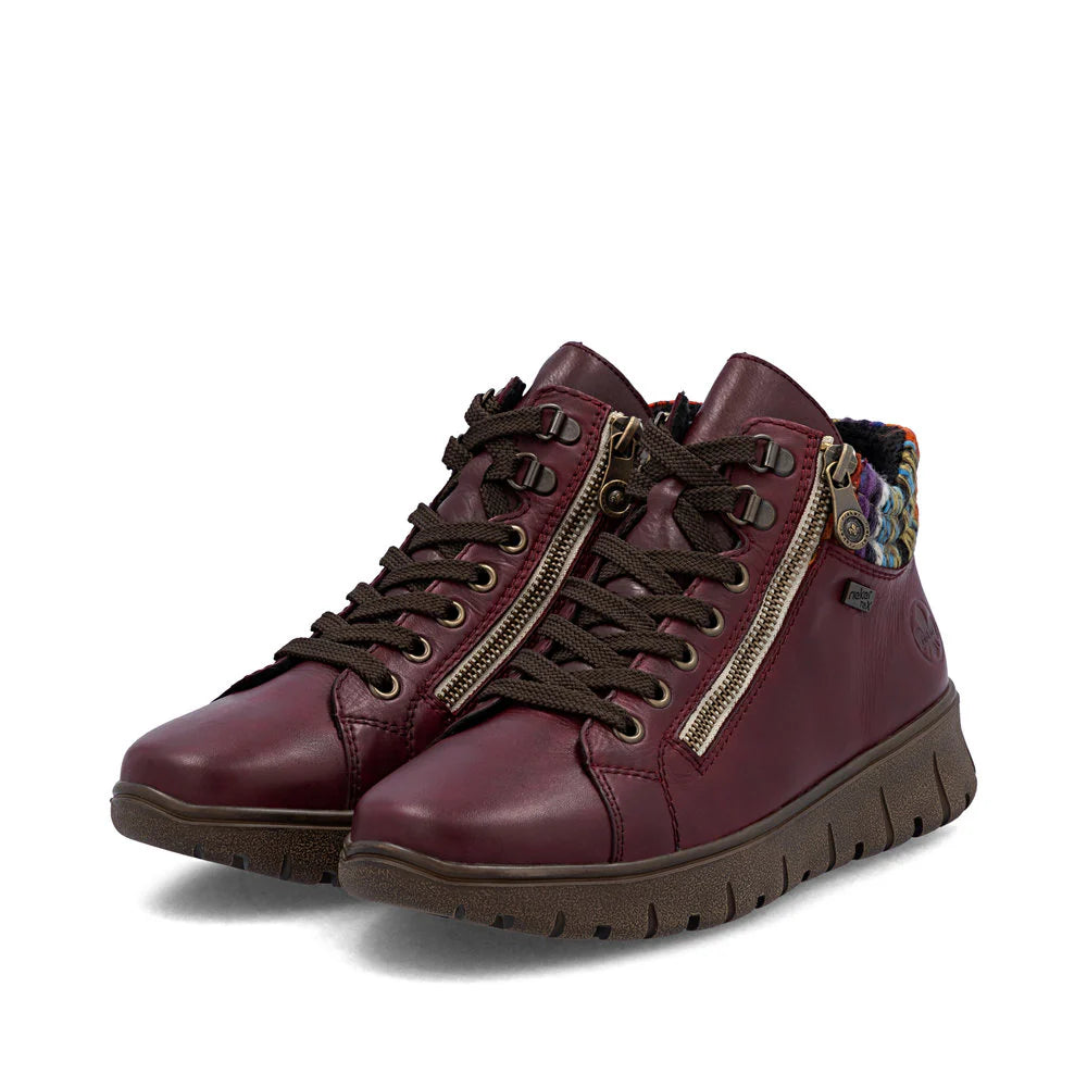 N1305-35 Wine Multi Ankle Lace/Zip RTex