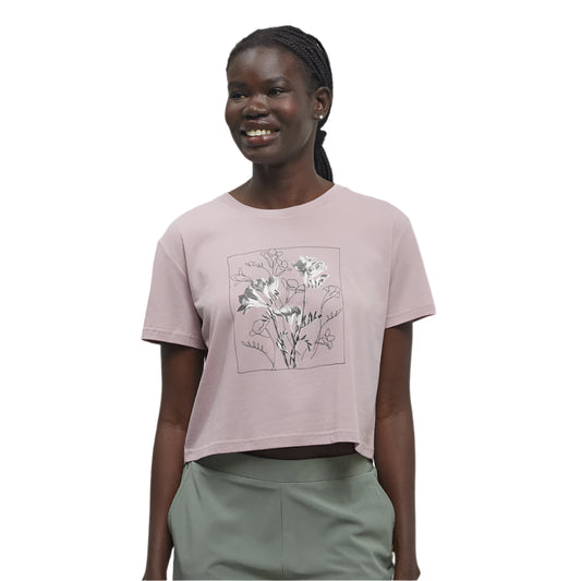 Women's Floral Crop T-Shirt (Vintage Mauve/Meteorite Black)