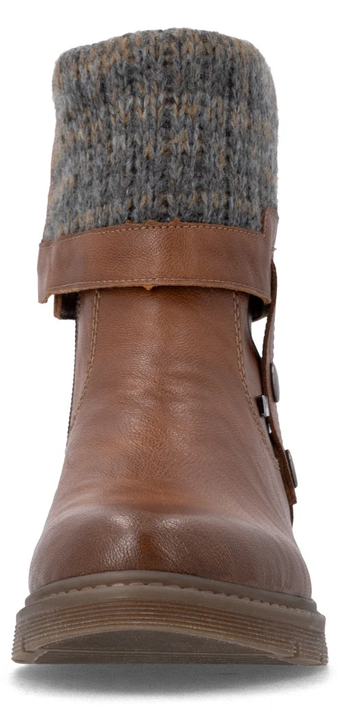 D3976-23 Brown Knit Cuff Side Zip RTex