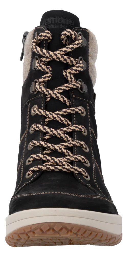 D3Q72-03 Black Knit Cuff Lace/Side Zip