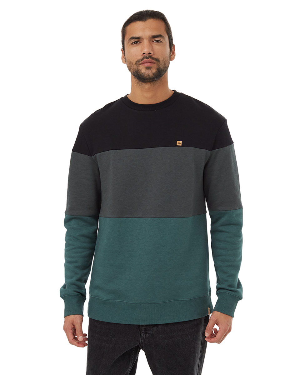 TreeFleece Blocked Classic Crew (Meteorite Black/Urban Green/Silver Pine)