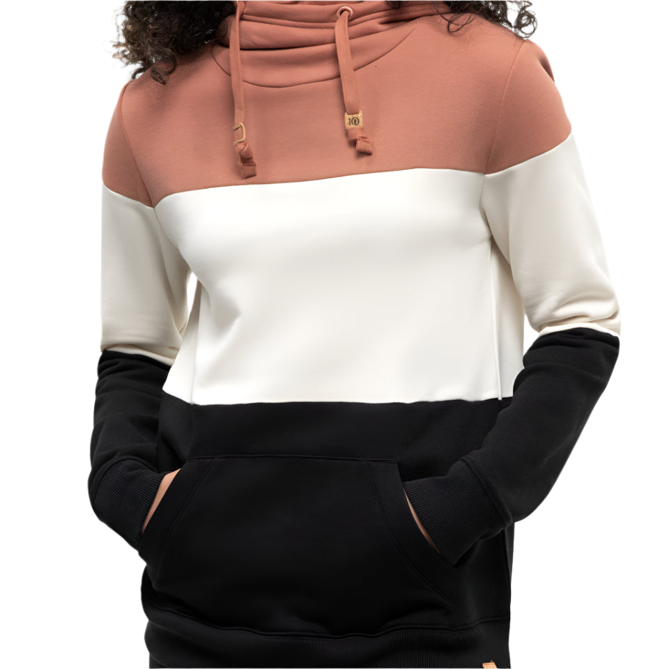 Women's TreeFleece Blocked Banshee Hoodie (Clay Tile/Undyed/Meteorite Black)