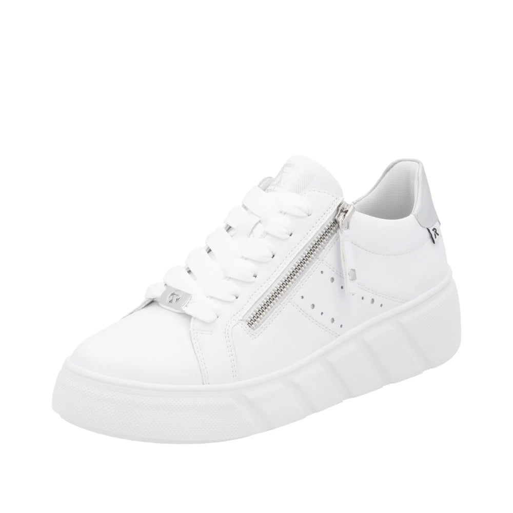 W2605-80 White Sneaker Lace/Zip