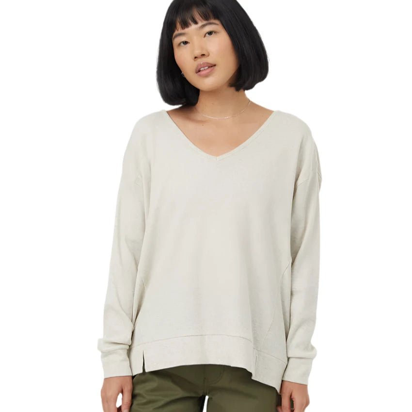 Women's TreeWaffle Deep V-Neck Longsleeve (Vintage White Heather)