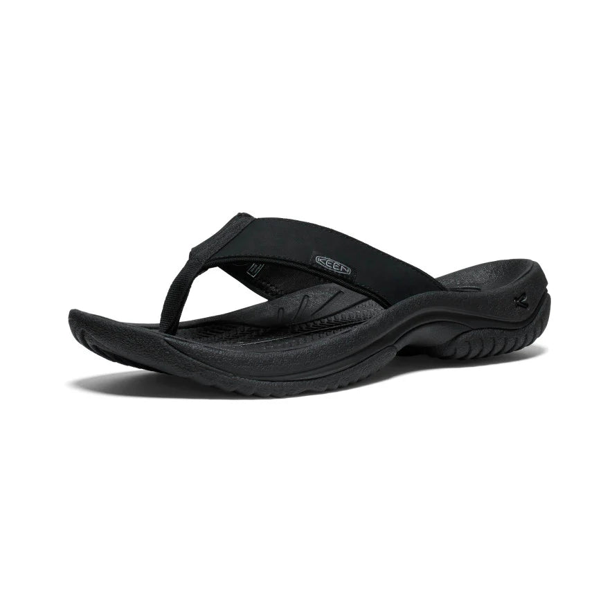 Men's Kona Leather Flip Flop Black/Steel Grey