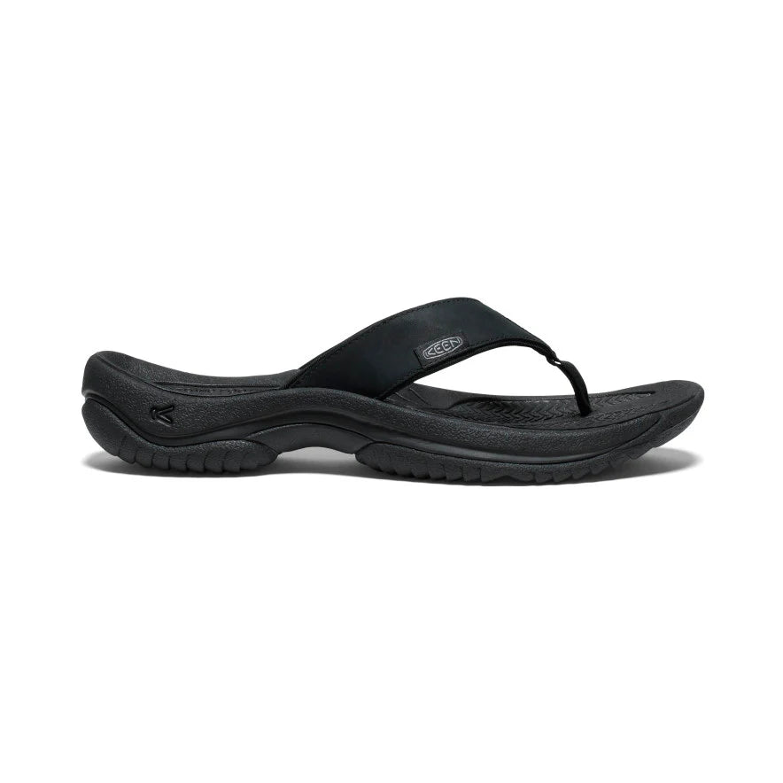 Men's Kona Leather Flip Flop Black/Steel Grey