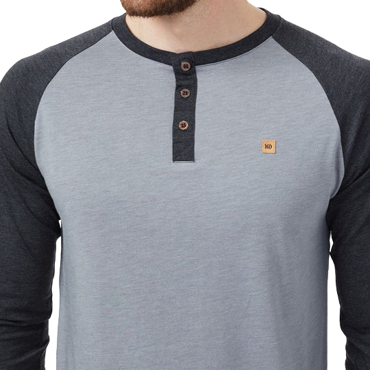 TreeBlend Classic Henley Longsleeve (Grey Heather/Meteorite Black Heather)