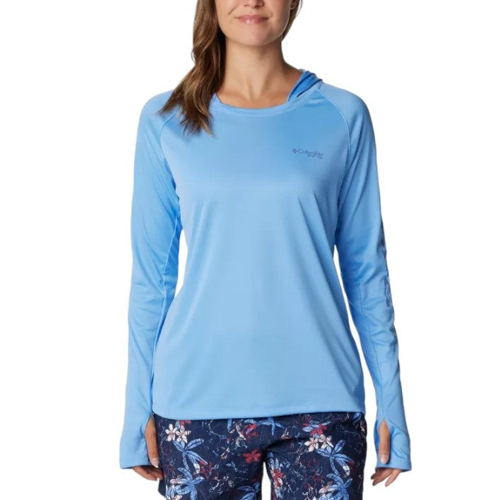 Women's Tidal Tee Hoodie White Cap/Bluebell Logo