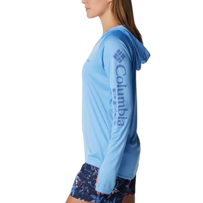 Women's Tidal Tee Hoodie White Cap/Bluebell Logo