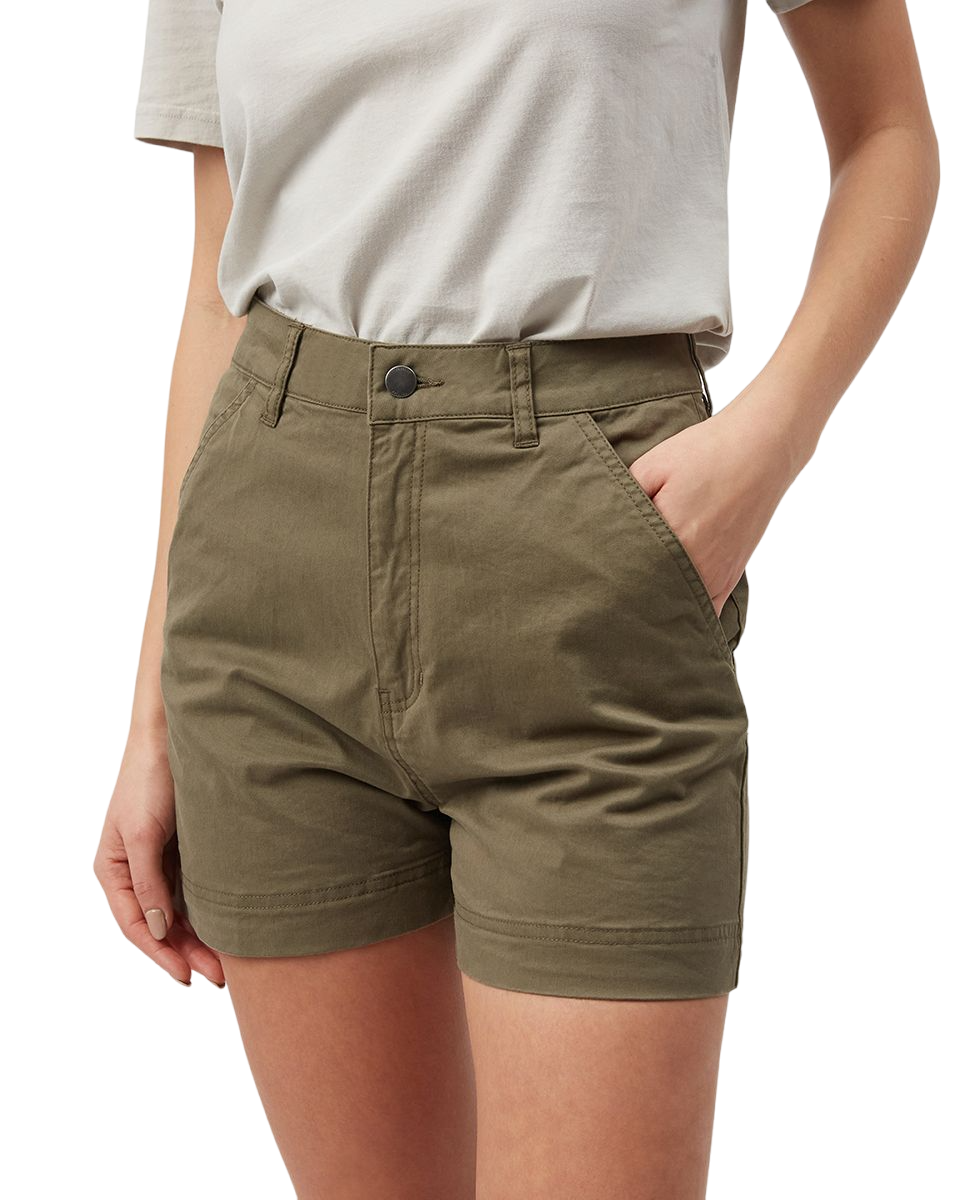Twill High Waist Short (Olive Night Green)