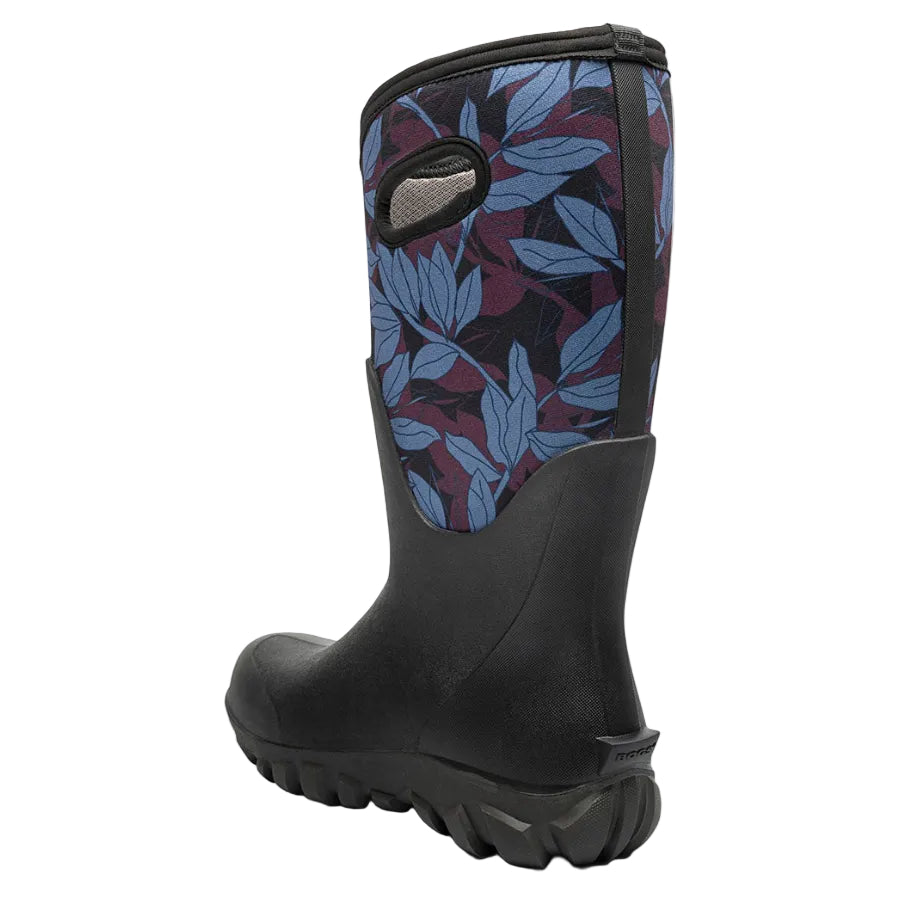 Women's Classic Seamless Tall Outline Leaves Black Multi