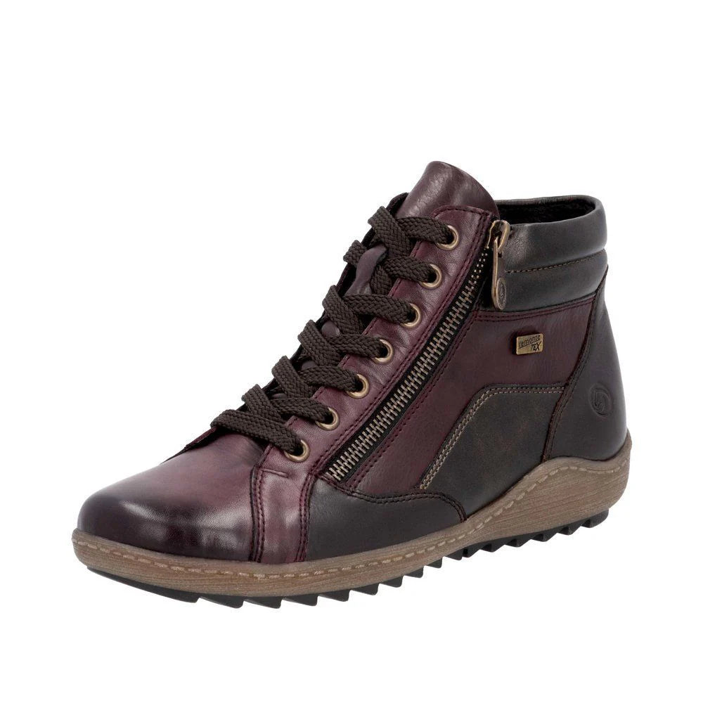 R1458-35 Ankle Lace/Zip RTex Wine Multi