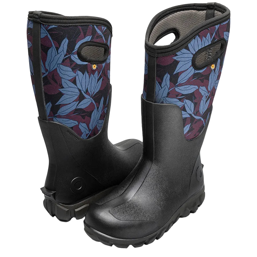 Women's Classic Seamless Tall Outline Leaves Black Multi