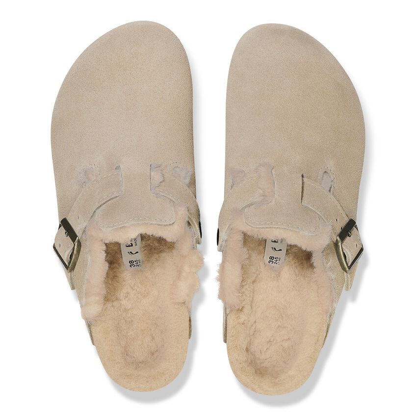Boston Shearling Suede Leather Taupe Regular