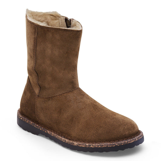 Women's Birkenstock Uppsala Zip Shearling Suede Dark Tea