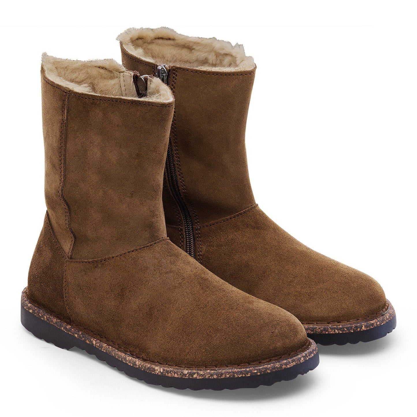 Women's Birkenstock Uppsala Zip Shearling Suede Dark Tea