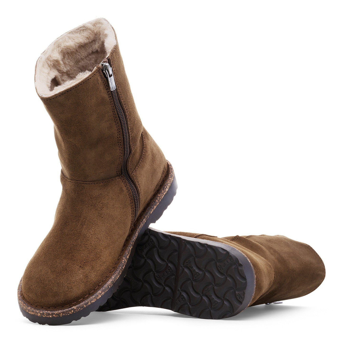 Women's Birkenstock Uppsala Zip Shearling Suede Dark Tea