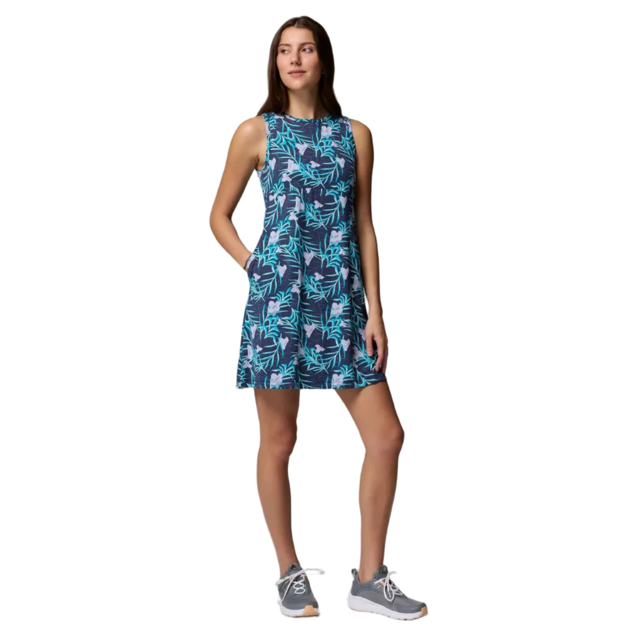Women's Freezer Tank Dress (Nocturnal Twilight Sunflora)