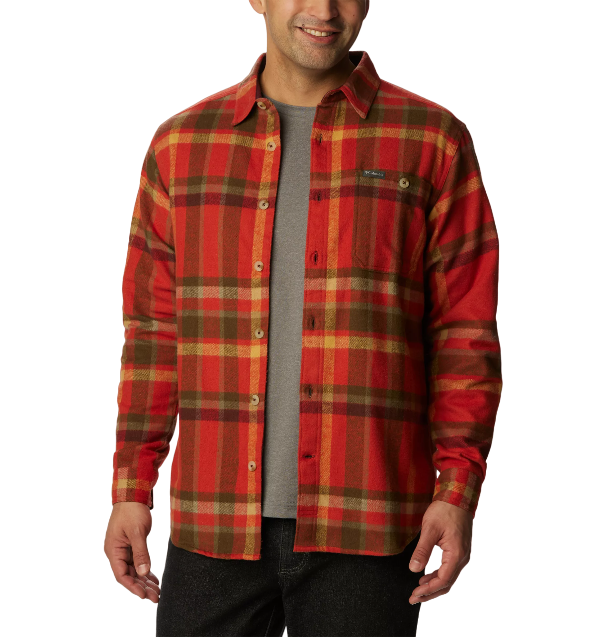 Men's Pitchstone Heavyweight Flannel Shirt Warp Red Macro Multi