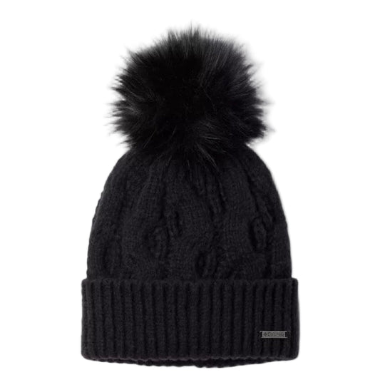 Boundless Days Cable Knit Pom Beanie (Black)