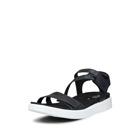 Women's Leather Strap Soft Sandal Black
