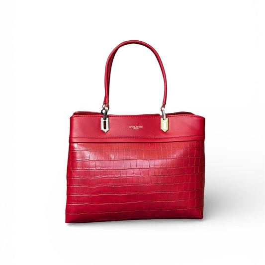 David Jones PVC Satchel Hand Bag Dark Red