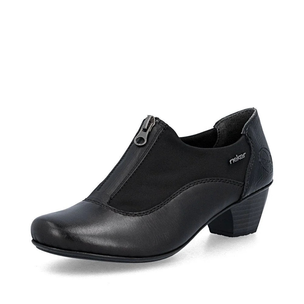 41765-00 Black Front Zip Heel
