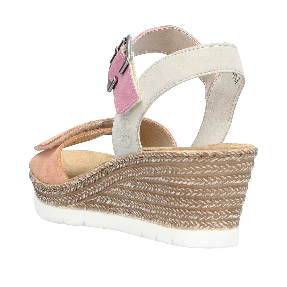 61960-90 Velcro Wedge Apricot/Pink/Grey