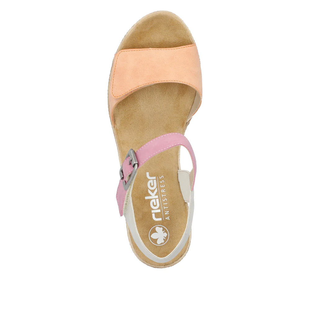 61960-90 Velcro Wedge Apricot/Pink/Grey