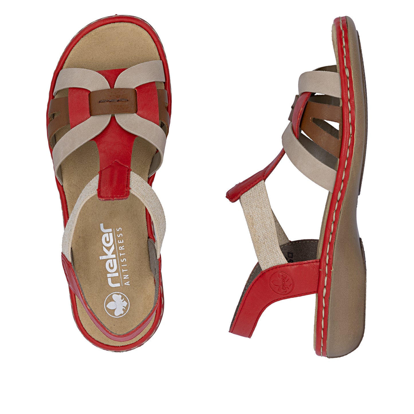 65918-33 Red Multi Slip On T-Strap