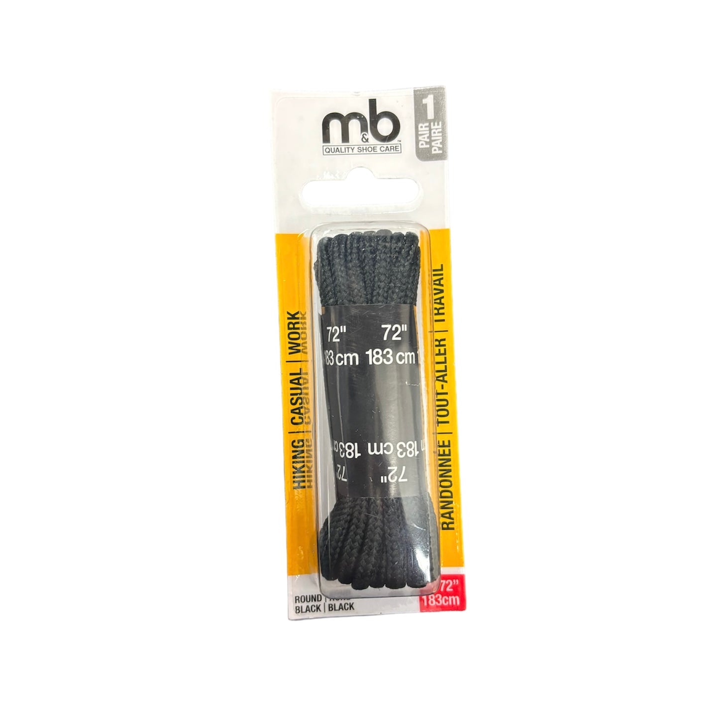 M & B Work Boot Lace Round 72" Black