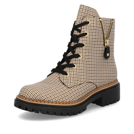 72617-60 Beige/Black Multi Ankle Lace/Zip