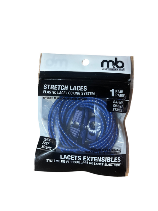 M & B Stretch Lace/Elastic Lock 48" Blue/Grey