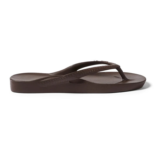 Archies Arch Support Flip Flops Chocolate Brown