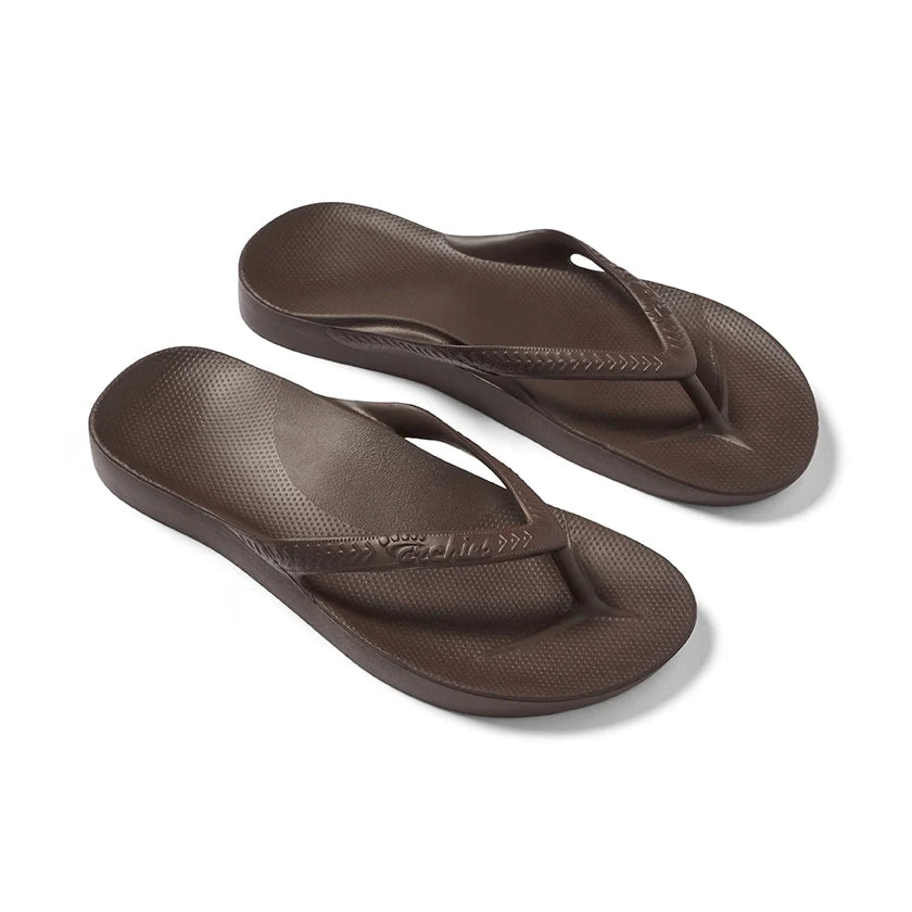 Archies Arch Support Flip Flops Chocolate Brown