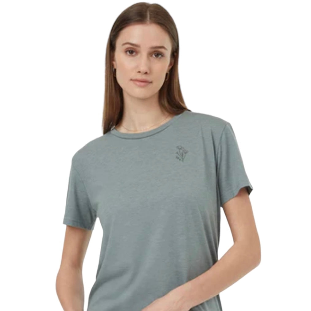 Women's Wildflower Embroidery T-Shirt (Eucalyptus Heather/Light Urban Green)